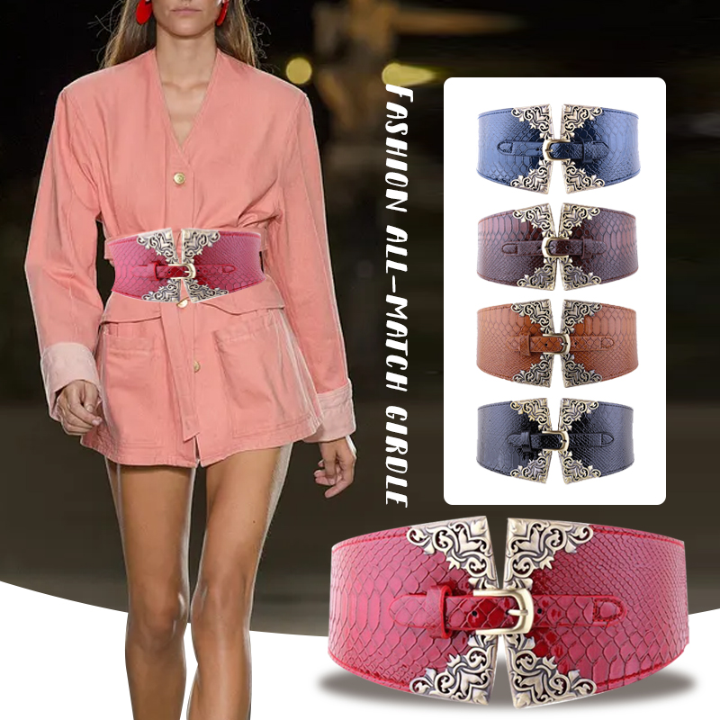 Women Elastic Buckle Wide Belt - Corset Waist Cinch 리뷰 및 가격
