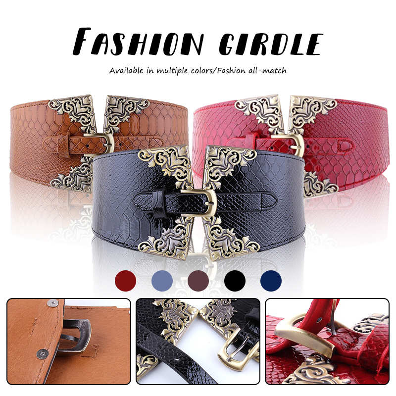 Women Elastic Buckle Wide Belt - Corset Waist Cinch 리뷰 및 가격