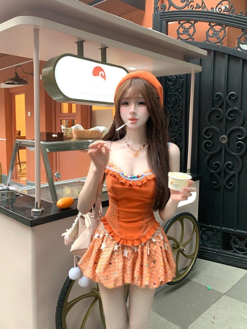 Summer New Orange Dopamine Swe - Cami Top Lace 리뷰 및 가격