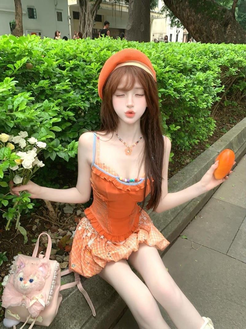 Summer New Orange Dopamine Swe - Cami Top Lace 리뷰 및 가격