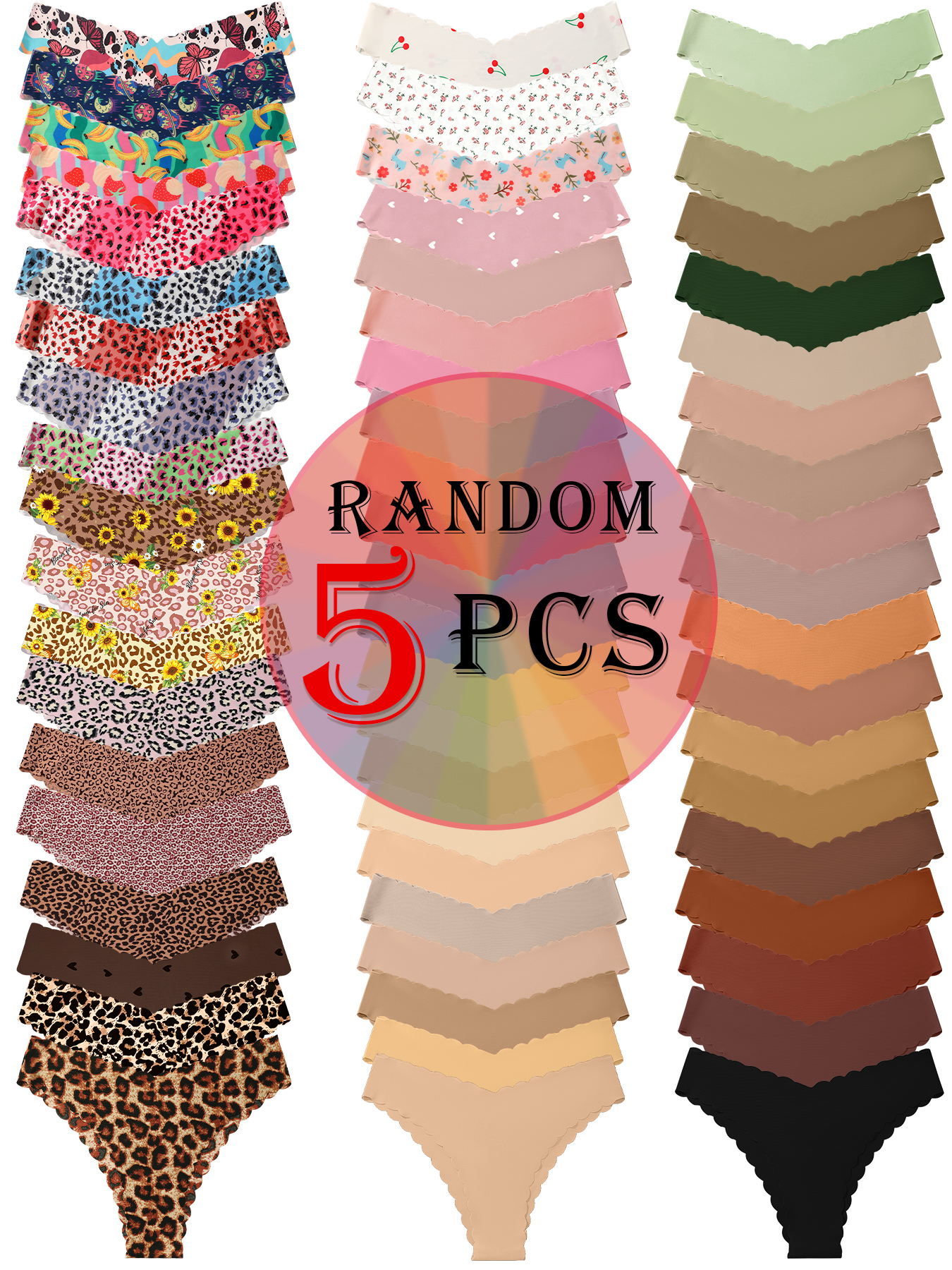 5PCS Random Mixed Pattern Scal - Seamless Underwear Women 리뷰 및 가격