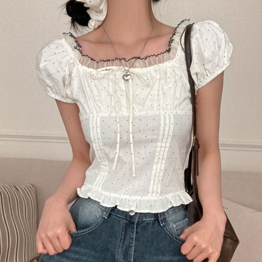 Summer Sweet Bubble Sleeve Pol - Corset Waist Cinch 리뷰 및 가격