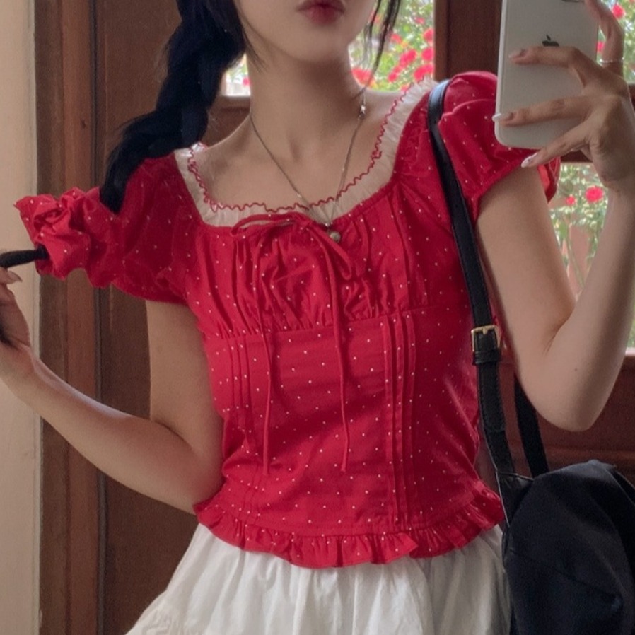 Summer Sweet Bubble Sleeve Pol - Corset Waist Cinch 리뷰 및 가격