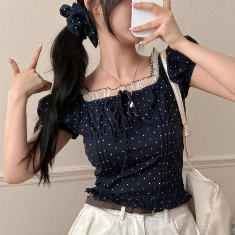 Summer Sweet Bubble Sleeve Pol - Corset Waist Cinch 리뷰 및 가격