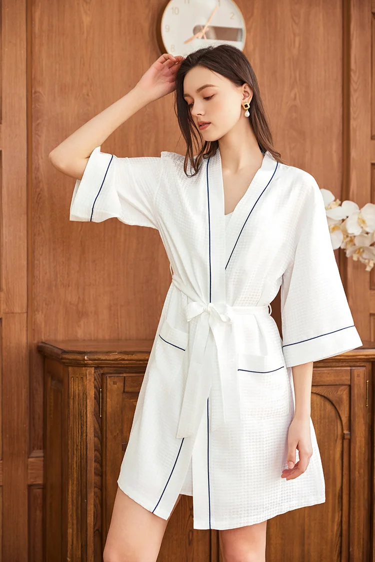 Waffle Jacquard 100% Mulberry  - Robe Silk Women 리뷰 및 가격