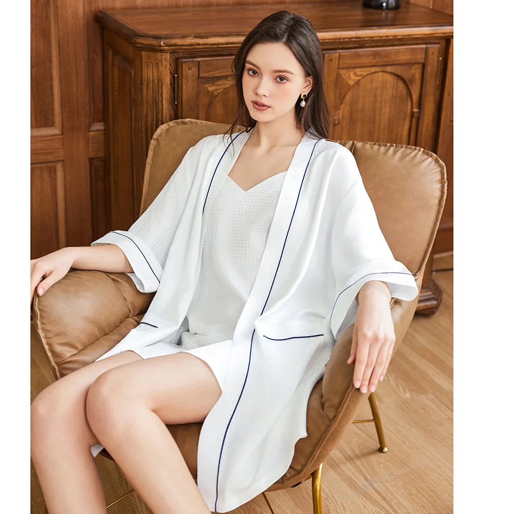 Waffle Jacquard 100% Mulberry  - Robe Silk Women 리뷰 및 가격