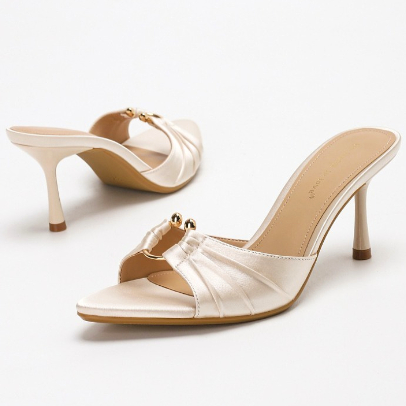 Pleated Metal Ring Satin Elega - Slip Dress Satin 리뷰 및 가격